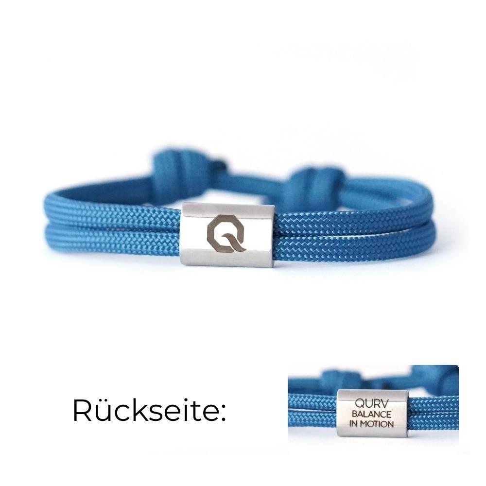 QURV Bracelet Enfant - Bleu Jean avec Œillet Argent