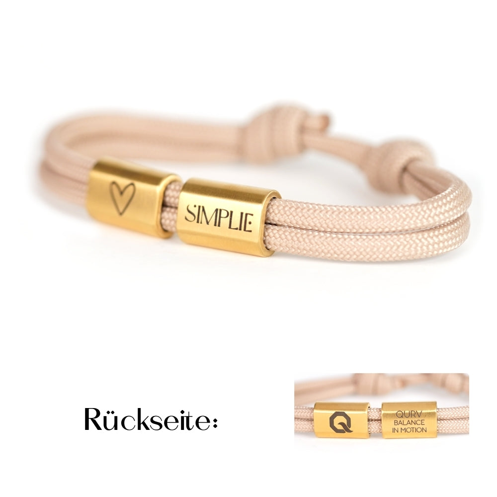 SIMPLIE meets QURV - Armband - Sonderedition QURV + Haut, Haare und Nägel - Mocca mit Öse Gold