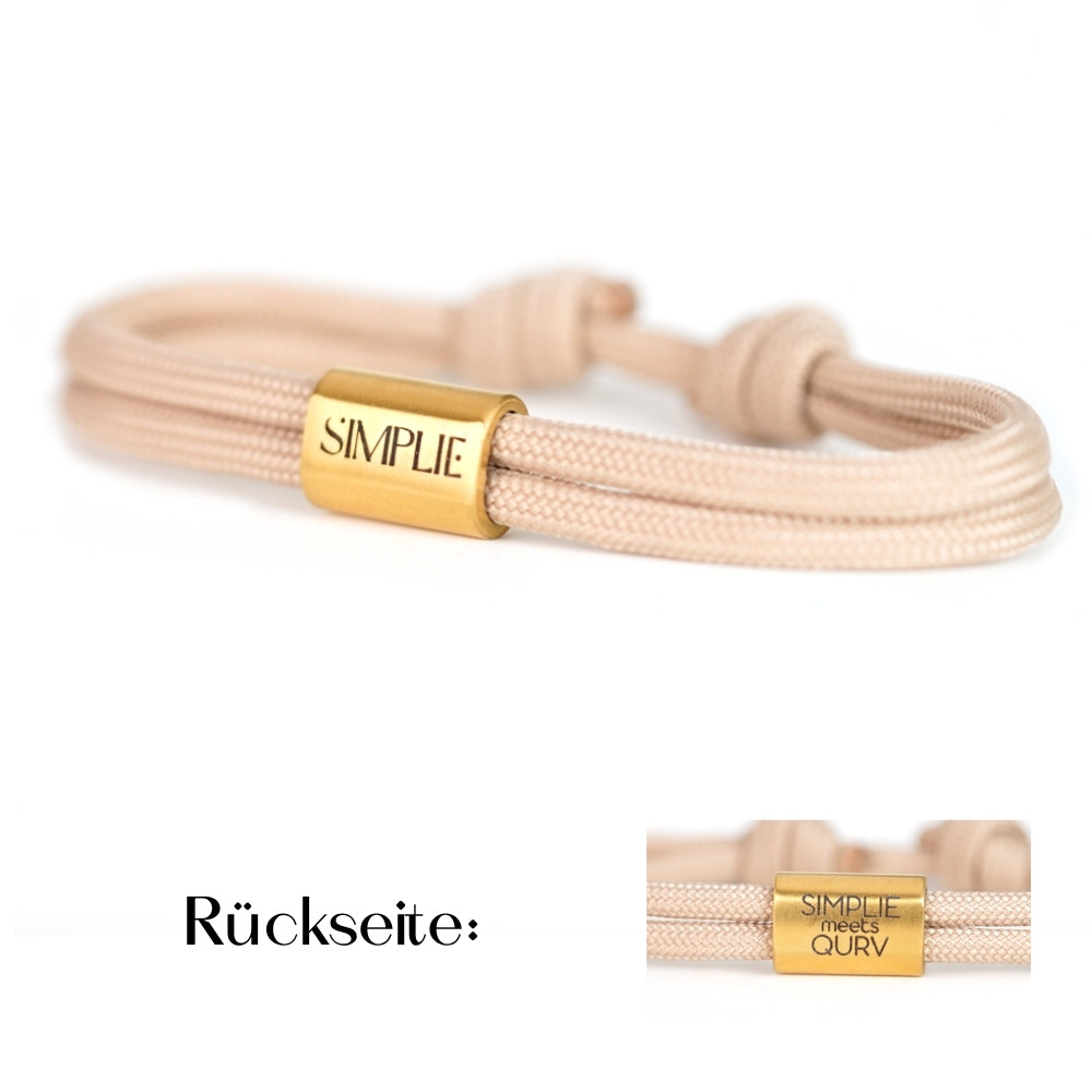 SIMPLIE meets QURV - Armband - Mocca mit Öse Gold