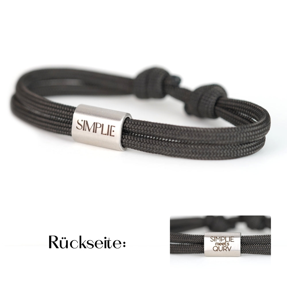 SIMPLIE meets QURV - Armband - Schwarz mit Öse Silber